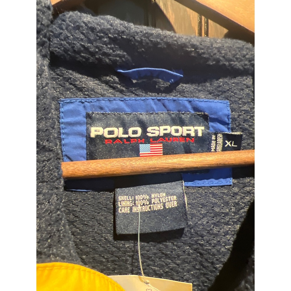 Vintage Polo Sport Ralph Lauren Hooded Windbreaker Jacket Blue Black XL - Picture 3 of 3